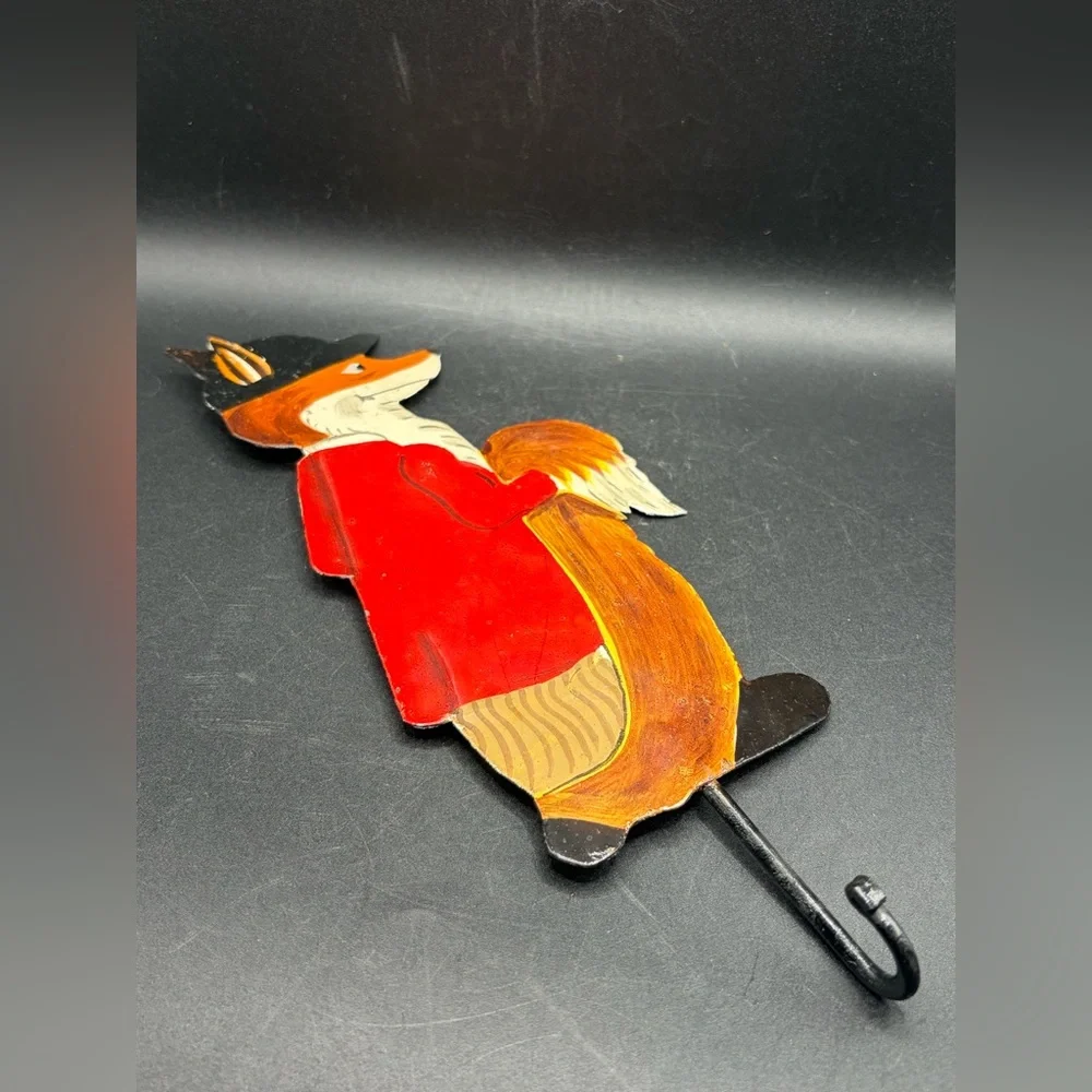 Huntsman Anthropomorphic Fox Metal Toleware Wall Hook, Home Decor
